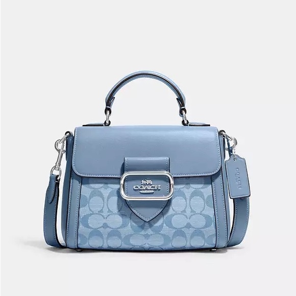 NWT！COACH MORGAN TOP HANDLE SATCHEL IN SIGNATURE CHAMBRAY（COACH CH142） - Picture 9 of 12